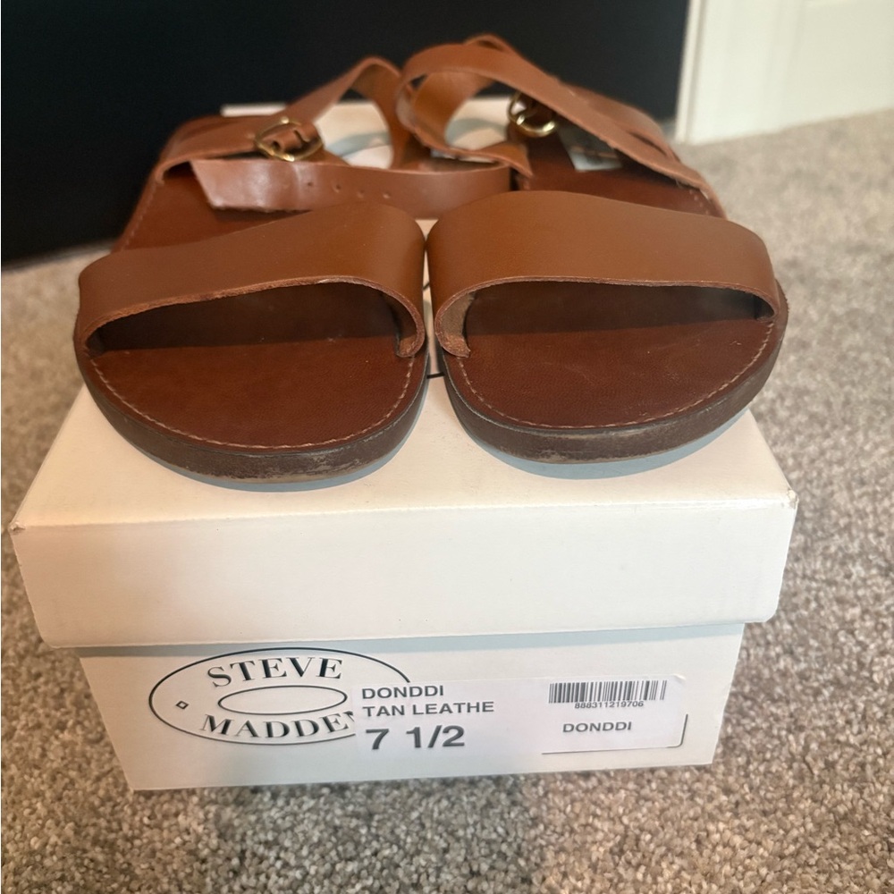Steve Madden Donddi Brown Leather Sandals